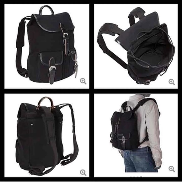 Canvas and Leather Backpack - Picture 1 of 3